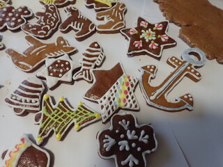 traditional christmass gingerbreads in various shapes