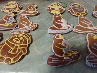 traditional christmass gingerbreads in various shapes