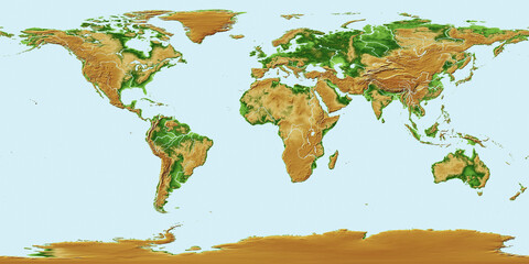 Earth's planisphere with elevations © Vitoriano Junior
