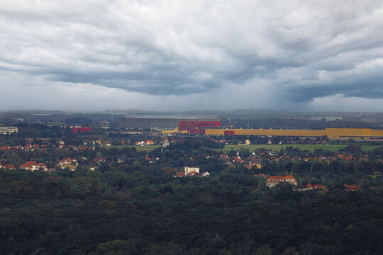Leipzig, Blick hinaus zum Flughafen Leipzig/Halle bei Schkeuditz