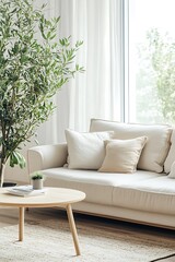 Beautiful Modern Living room Interior with furniture's ,mockup frame , posters, wall -3d Rendering