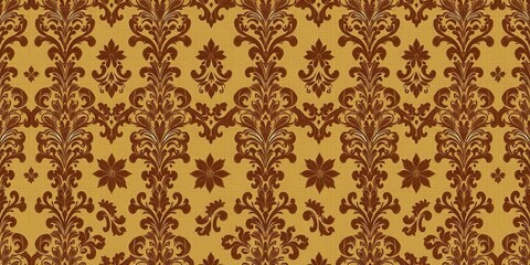 Fototapeta premium Elegant seamless damask wallpaper design perfect for interior decoration, design, ornate, textile