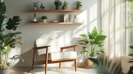 Beautiful Modern Living room Interior with furniture's ,mockup frame , posters, wall -3d Rendering