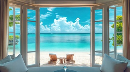 Ocean view from luxury resort room.