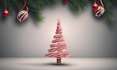 Christmas Loading Minimal Concept - Tree And Candy Canes On Dark Background