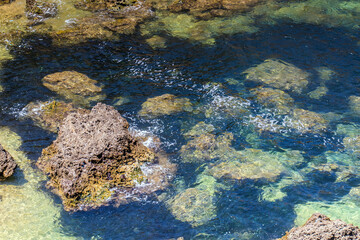 Deserted Wild Beach with Mountains and Sea in Tunisia, North Africa