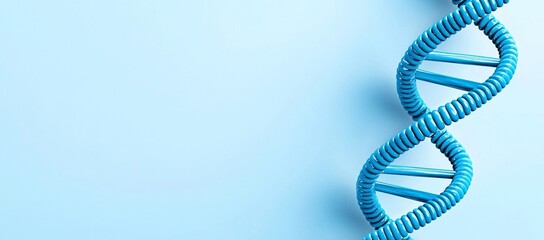 A cutting-edge rotating DNA helix featuring genetic sequences and abstract geometric patterns, designed as a generative AI banner.
