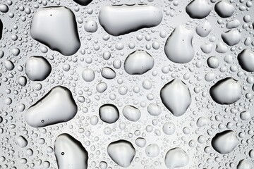 Water drops on light glass surface, top view