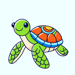 Funny turtle in cartoon style. flat vector illustration isolated on white background