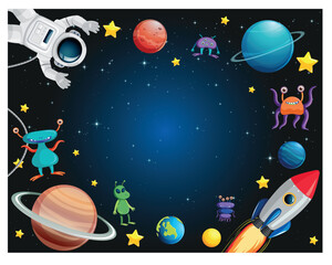 A banner outer space scence background vector illustration