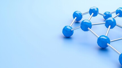 Fototapeta premium A sleek science fiction web banner featuring luminous low-poly water molecules against a dark blue backdrop.