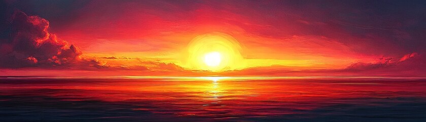 Sunset over the ocean coastal serenity nature photography vibrant colors wide angle view