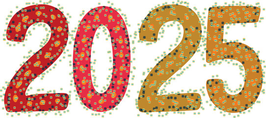 Colorful 2025 new year celebration with falling confetti
