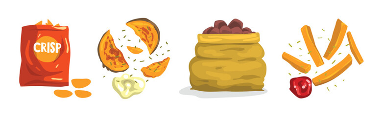 Potato Food Item and Products Object Vector Set