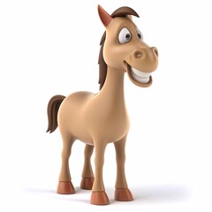 horse 3d cartoon isolated on white background