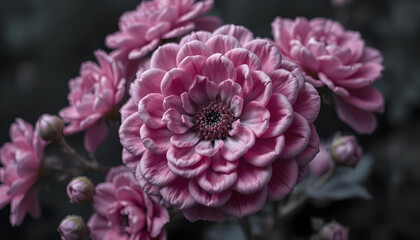 close up of a pink dahlia