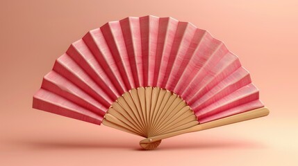 A decorative pink fan elegantly displayed against a soft background.