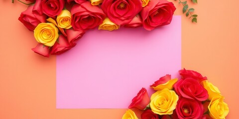 Colorful paper roses in shades of pink, red, orange, and yellow creating a vibrant backdrop, Floral, red, pink