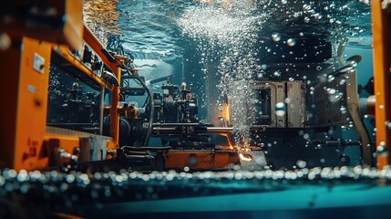 Underwater robotics testing; bubbles, equipment.