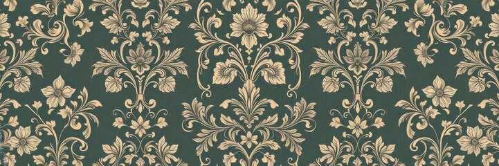 Elegant and intricate Seamless damask wallpaper design for luxurious home decor, textile, elegance