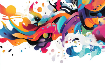 Flat graffiti shape with a gradient of vibrant colors, abstract and artistic.