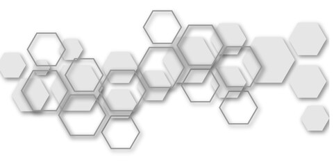 Abstract white and grey hexagon technology geometric pattern concept white background. Use for template, wallpaper, website vector illustration.