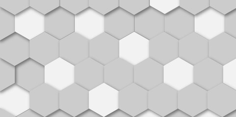 Abstract white and grey hexagon technology geometric pattern concept white background. Use for template, wallpaper, website vector illustration.