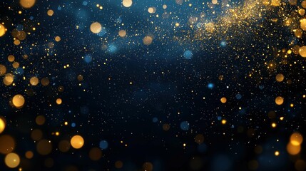 A stunning background filled with golden and blue sparkles against a dark backdrop, perfect for festive themes. Ideal for celebrations and holiday decorations.