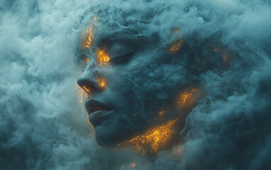 A realistic portrayal capturing the depth of human emotion, reflecting a serene and contemplative state of mind. Perfect for mental health and introspective designs.