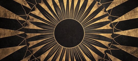 Art Deco Greeting Card Template with Black and Gold Geometric Pattern for Gatsby Themed Events