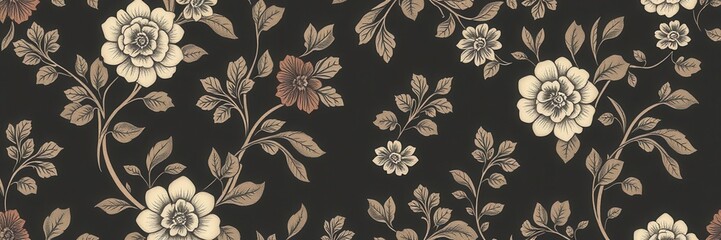 Luxurious charcoal floral wallpaper with intricate design and elegant finish, luxury, floral, charcoal