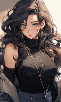 Beautiful anime woman illustration