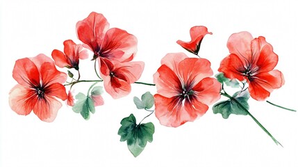 Obraz premium Red Watercolor Flowers: A Delicate Floral Painting