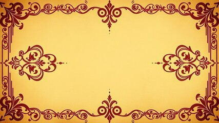 Fototapeta premium Purple card with intricate vintage floral pattern and shimmering golden label, regal, ornamental, traditional