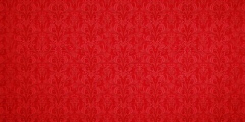 Fototapeta premium Red wallpaper with a intricate damask pattern design, decorative, ornate, luxurious