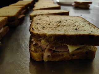 Sandwich go to be toast. Toast, sandwich for a breakfast 