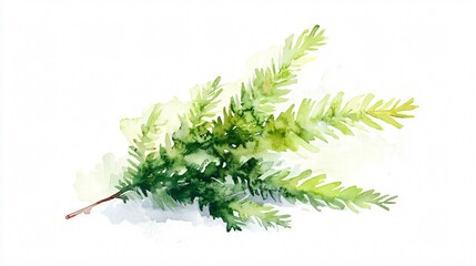 Fototapeta premium Watercolor Evergreen Sprig: A Botanical Illustration