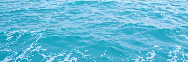 Fototapeta premium Tranquil turquoise ocean water with swirling foam waves, blue, turquoise