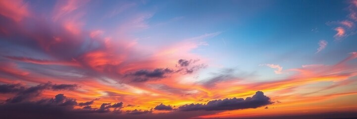 Fototapeta premium Vibrant colors streak across the sky in a mesmerizing sunset display, vibrant, natural, colors