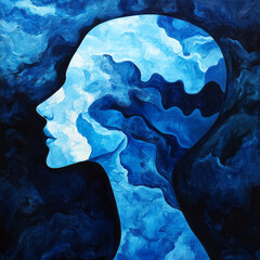 Abstract illustration of head, psychology, analysis, introspection, Generative AI