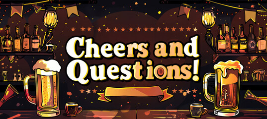 Trivia Pub Quiz Night Flyer with Beer Mugs and Cozy Bar Ambiance