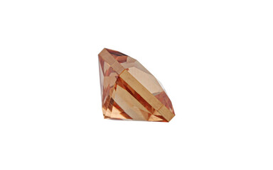 Garnet with rutile inclusions faceted old mine cut stone mineral macro photography on white isolated background close up