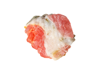 Rhodochrosite mineral stone on a white background close up