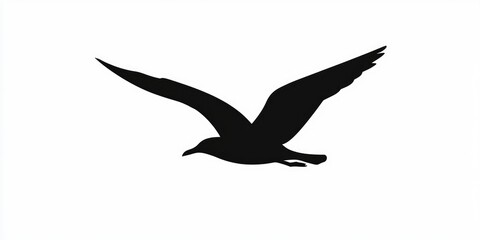 Naklejka premium Elegant Seagull Silhouette: Isolated Artwork of a Bird in Flight on a Clean Background