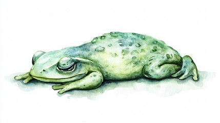 Serene Watercolor Frog: A Study of Amphibian Beauty