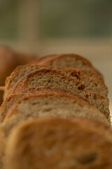 sliced bread on table
