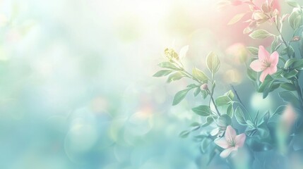 Airy Spring Background with Flowing Pastel Tones and Gentle Floral Accents for Web Headers