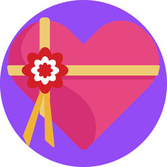 Obraz premium This icon showcases a heart-shaped gift box with a delicate ribbon tied around it.