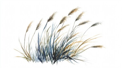 Obraz premium Watercolor Painting of Grass: A Serene Botanical Illustration