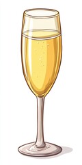 Elegant Flute of Bubbly Champagne on Pristine White Background for Celebratory Moments
